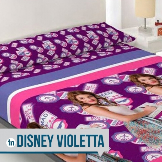 Lenzuola bambina Disney Violetta © set da 3 pezzi per letto singolo - 100% cotone