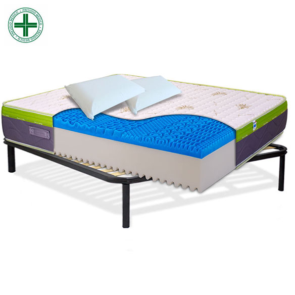 Materasso in memory gel, Alto 30cm, Ortopedico con rete a doghe + cuscini - KIT TOP30 InMaterassi - 2