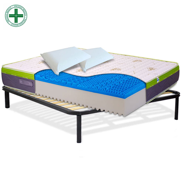 Materasso in memory gel, alto 25cm, sfoderabile con rete a doghe + cuscini - KIT TOP25 InMaterassi - 2