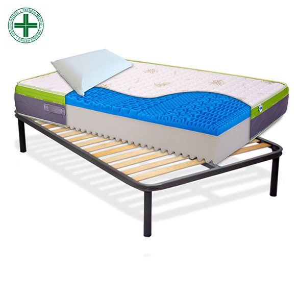 Materasso in memory gel, alto 25cm, sfoderabile con rete a doghe + cuscini - KIT TOP25 InMaterassi - 5