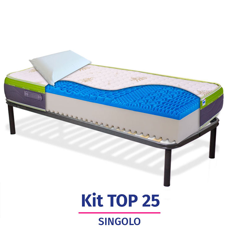Materasso in memory gel, alto 25cm, sfoderabile con rete a doghe + cuscini - KIT TOP25 InMaterassi - 9