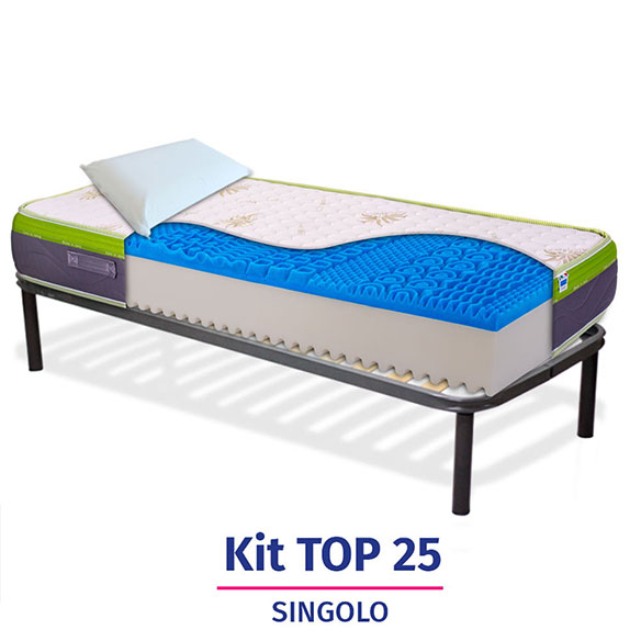 Materasso in memory gel, alto 25cm, sfoderabile con rete a doghe + cuscini - KIT TOP25 InMaterassi - 9