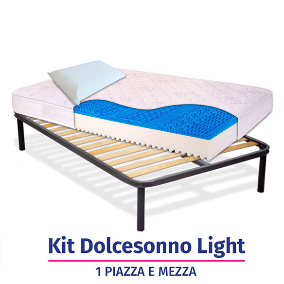 KIT Dolce Sonno Light - Materasso in Memory H18 cm bordato anallergico con rete a doghe + cuscini InMaterassi - 6 KIT Dolce Sonno Light - Materasso in Memory H18 cm bordato anallergico con rete a doghe + cuscini InMaterassi - 6