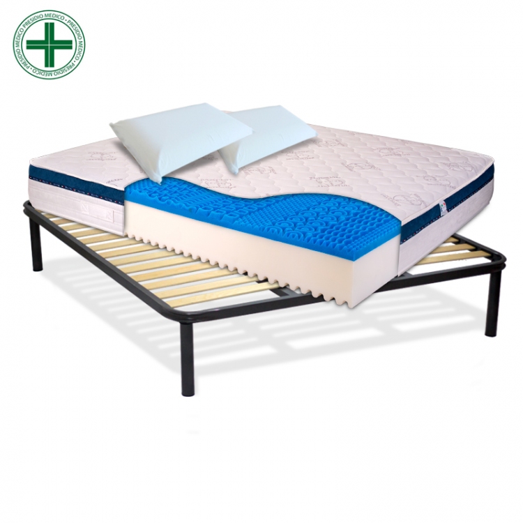 KIT Dolce Sonno - Materasso in Memory H25 cm bordato anallergico con rete a doghe + cuscini InMaterassi - 2