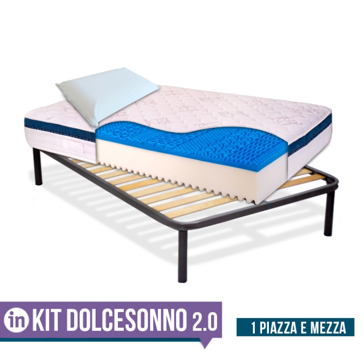 KIT Dolce Sonno - Materasso in Memory H25 cm bordato anallergico con rete a doghe + cuscini InMaterassi - 6