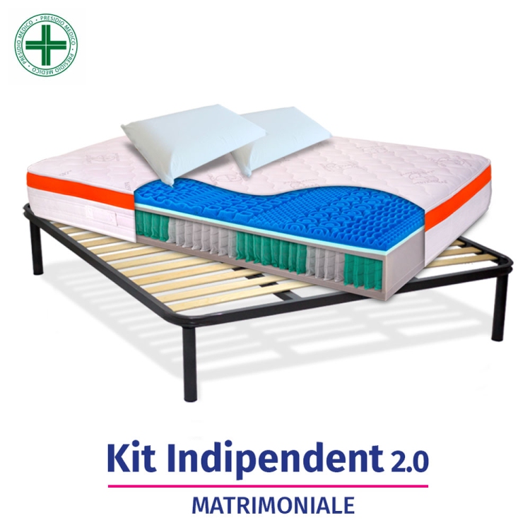 KIT INDIPENDENT - Materasso con molle indipendenti e memory + rete a doghe + cuscini in memory InMaterassi - 2