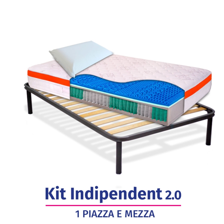KIT INDIPENDENT - Materasso con molle indipendenti e memory + rete a doghe + cuscini in memory InMaterassi - 4