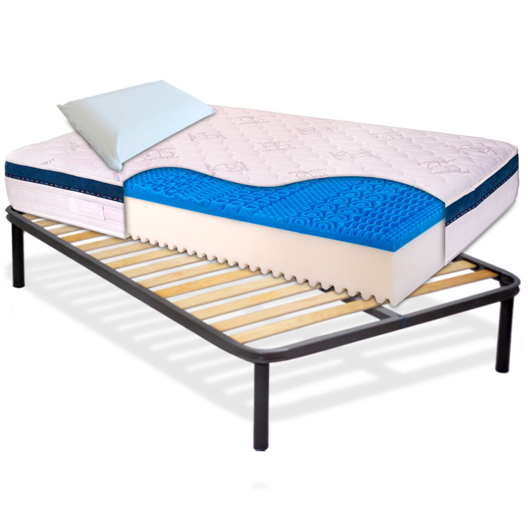 KIT Dolce Sonno - Materasso in Memory H25 cm bordato anallergico con rete a doghe + cuscini InMaterassi - 4