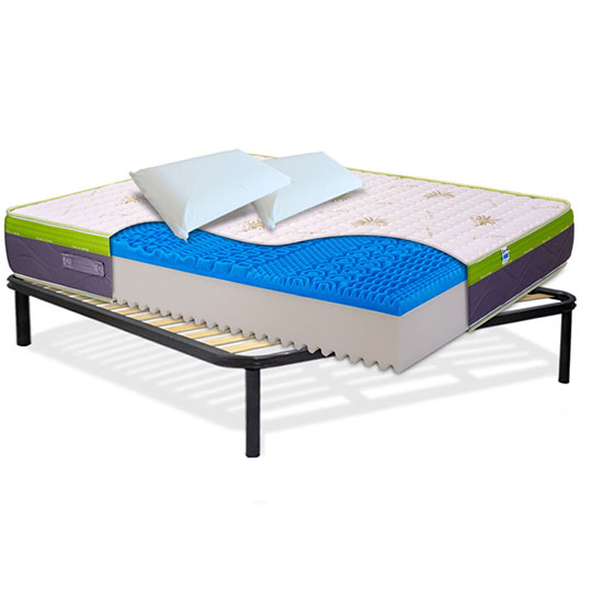 Materasso in memory gel, alto 25cm, sfoderabile con rete a doghe + cuscini - KIT TOP25 InMaterassi - 1