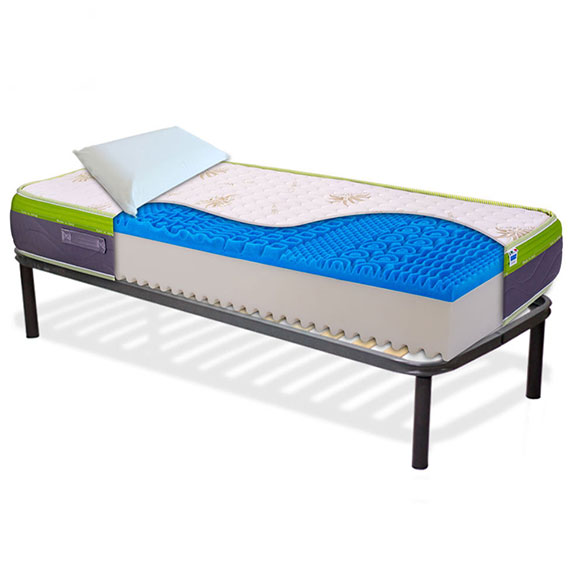 Materasso in memory gel, alto 25cm, sfoderabile con rete a doghe + cuscini - KIT TOP25 InMaterassi - 7