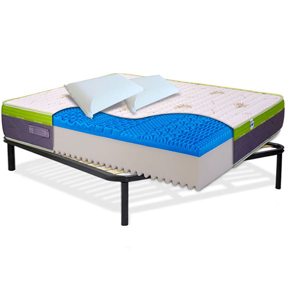 Materasso in memory gel, Alto 30cm, Ortopedico con rete a doghe + cuscini - KIT TOP30 InMaterassi - 1