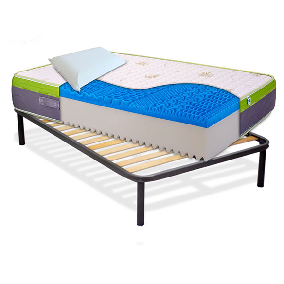 Materasso in memory gel, Alto 30cm, Ortopedico con rete a doghe + cuscini - KIT TOP30 InMaterassi - 4