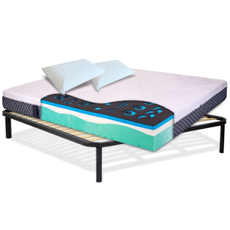 Materasso memory gel multionda alto 22 cm + rete a doghe + cuscini memory - KIT GALAXY InMaterassi - 1