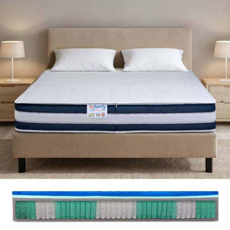 GRETA - Materasso Matrimoniale con Molle Insacchettate e Memory BIO-GEL 11 zone InMaterassi - 1